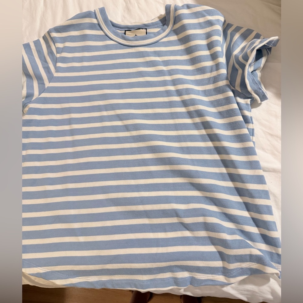 Tuckernuck Light Blue & White Striped Crewneck Tee